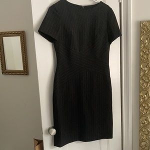 Tahari Shift Dress - Black with white pinstripe - Size 6